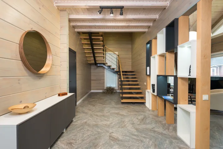 A finished interior stair